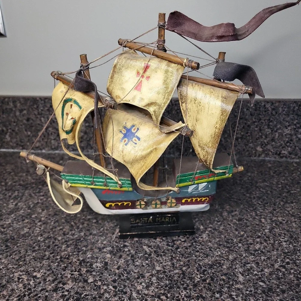 Vintage Christopher Columbus Fleet‎ Ship Set 1960's Maritime Decor Handcrafted